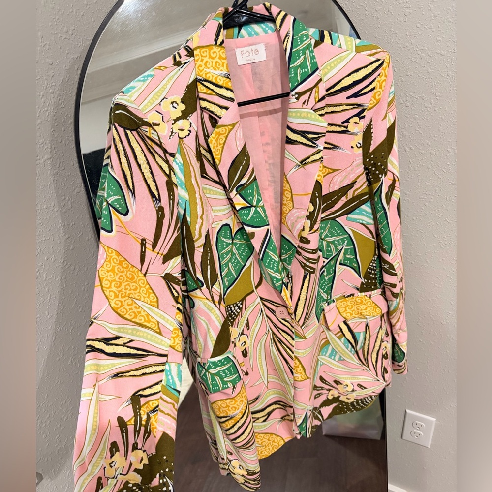 Fate Pink and Green Tropical Blazer